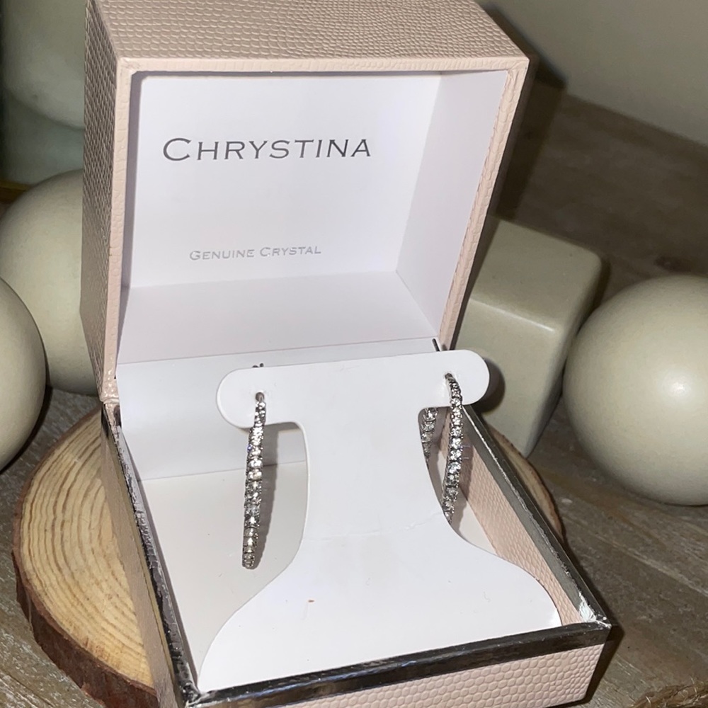 Crystal, sterling silver hoops.
